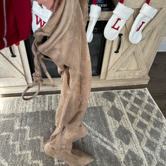 Taupe Suede Women's Boots - Picture 3 of 14